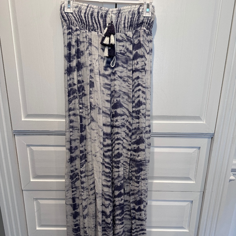 Surf gypsy wide leg beach pants navy tie dye